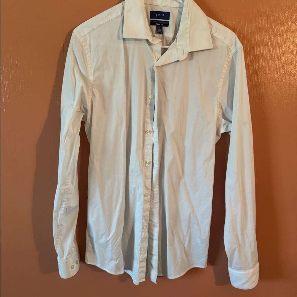 Apt. 9 White Button-Down Dress Shirt | Men’s Medium